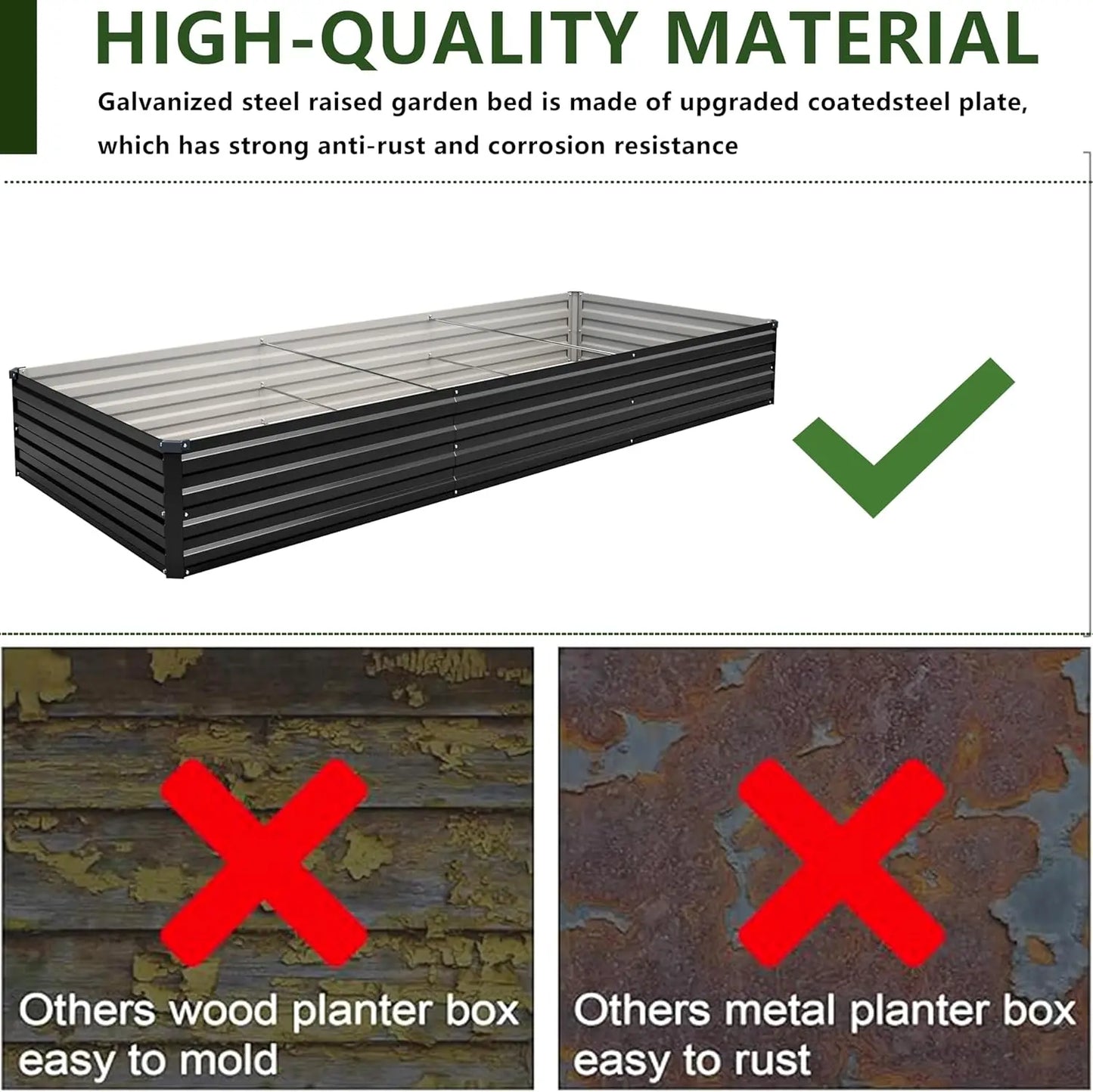 Galvanized Steel Raised Garden Bed Kit 2 Pack Outdoor Planter Box