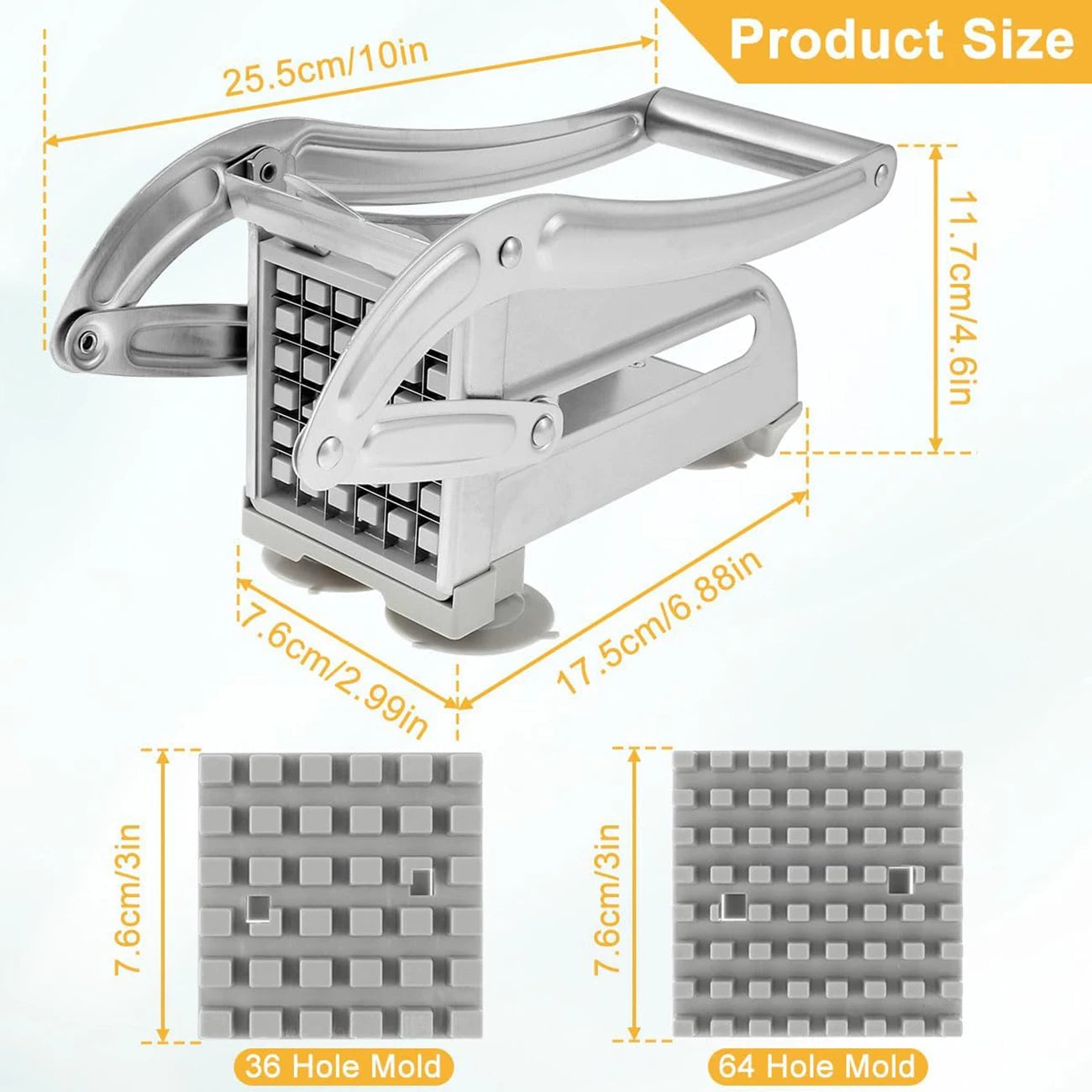 French Fries Cutter Stainless Steel Potato Slicer 36 Blades
