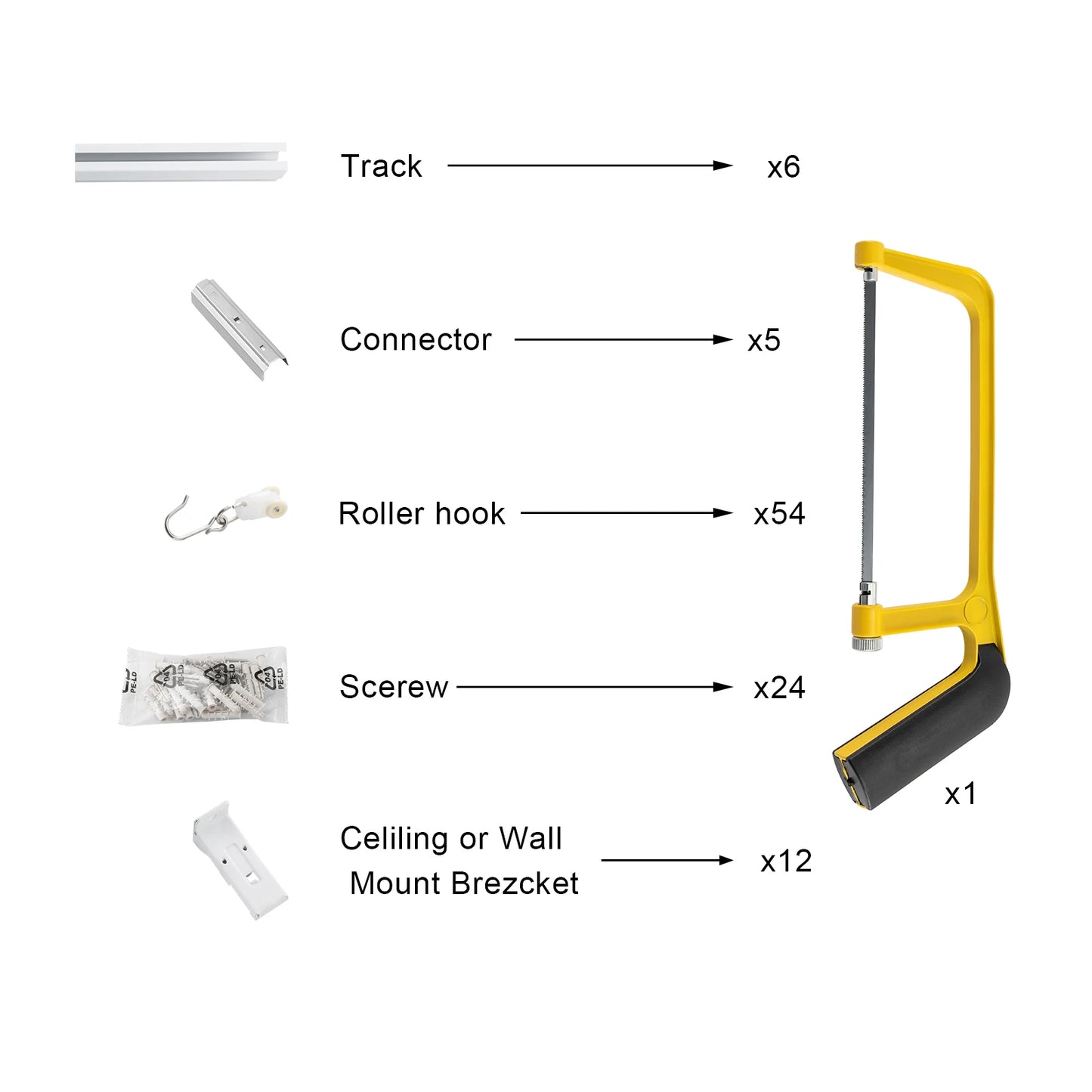 NONECN Length Adjustable Curtain Track Ceiling Mount Aluminum Rail