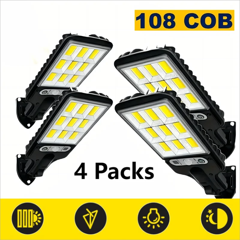 Solar Outdoor LED Wall Lights 4 Pack Motion Sensor Waterproof