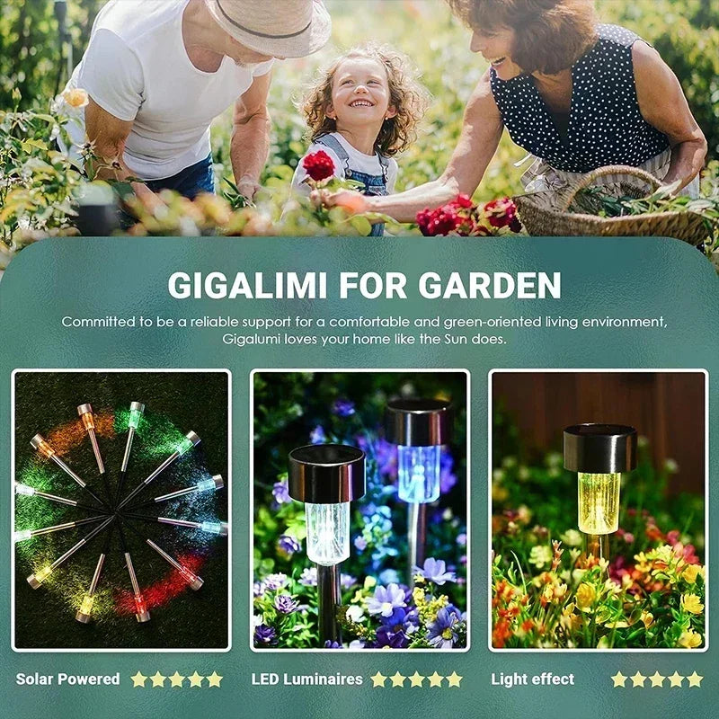 Solar LED Outdoor Garden Lights Path Lamp Waterproof Landscape