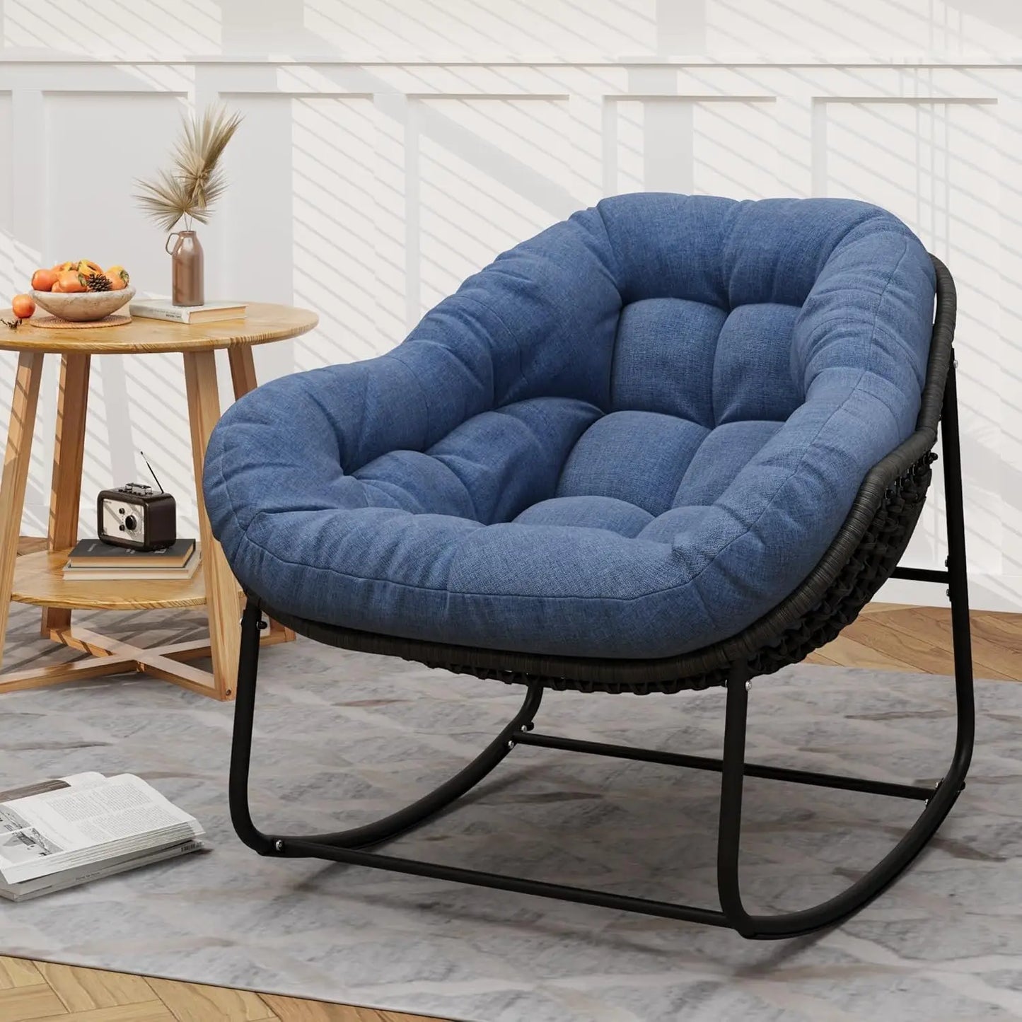 TIFICY Outdoor Wicker Egg Swing Chair With Cushion