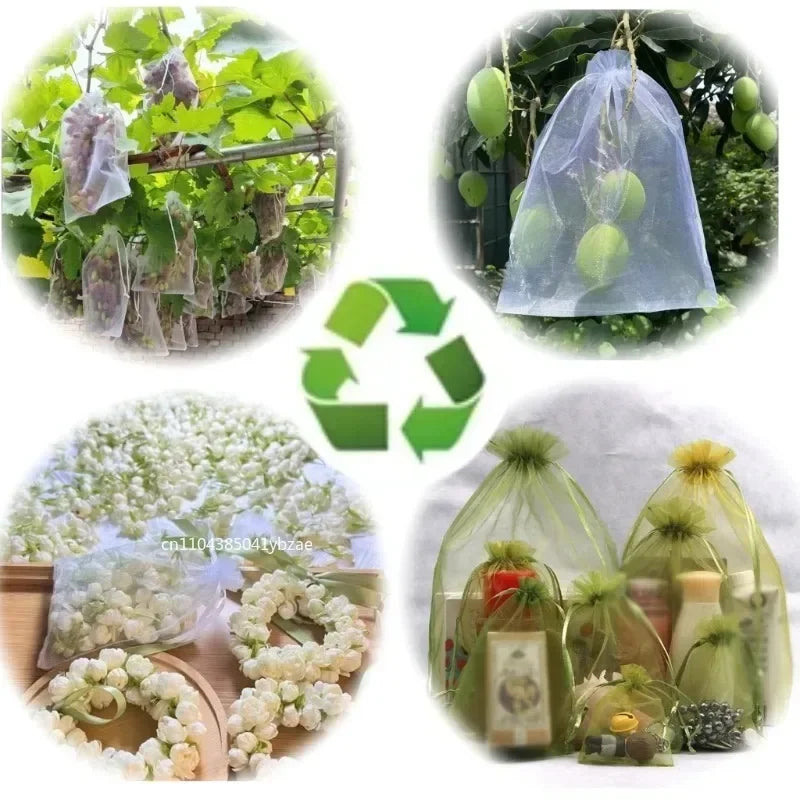 Reusable Fruit Insect Proof Drawstring Bags for Fruit Trees