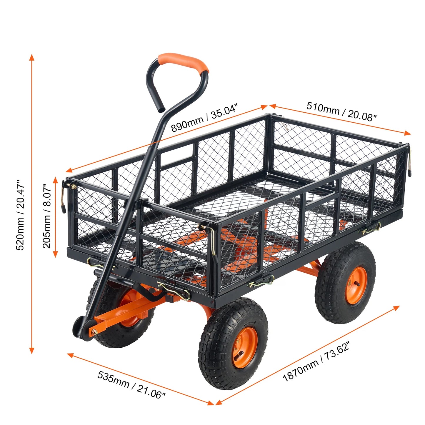 SucceBuy Garden Cart Sturdy Metal Utility Wagon 400 880lbs Capacity