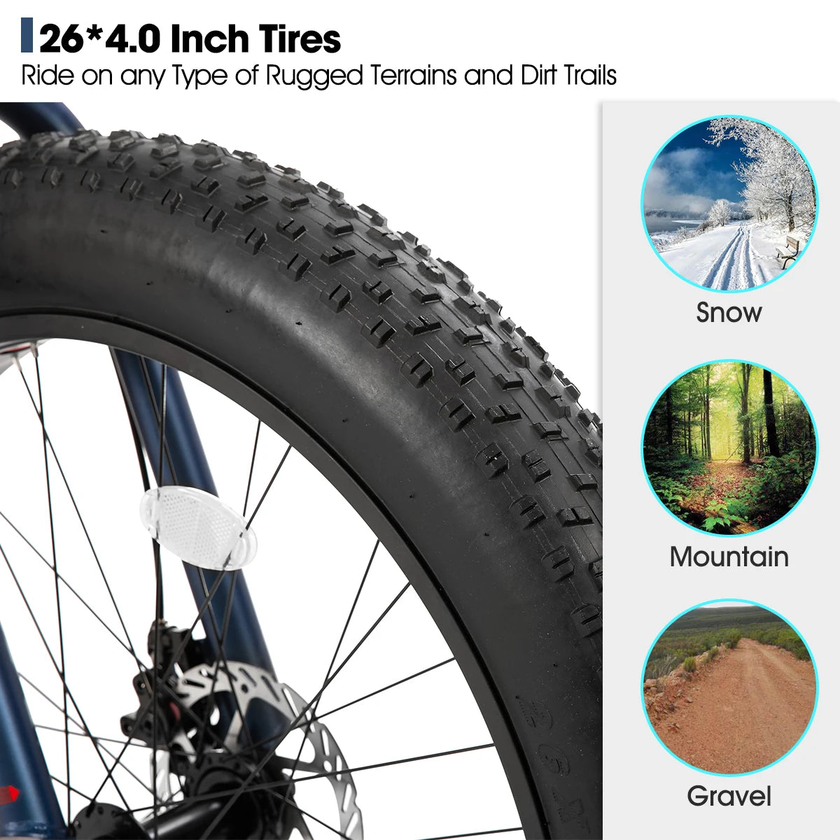 Hiland Kids Fat Tire Mountain Bike Shimano 7Speed Disc Brakes