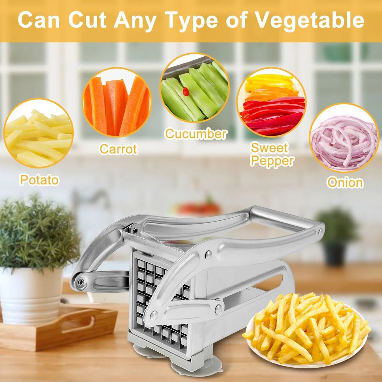 French Fries Cutter Stainless Steel Potato Slicer 36 Blades