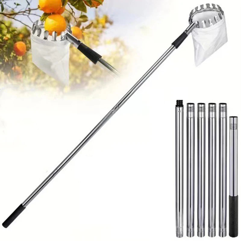Stainless Steel Splicing Rod Fruit Picker Telescopic Pole For Garden