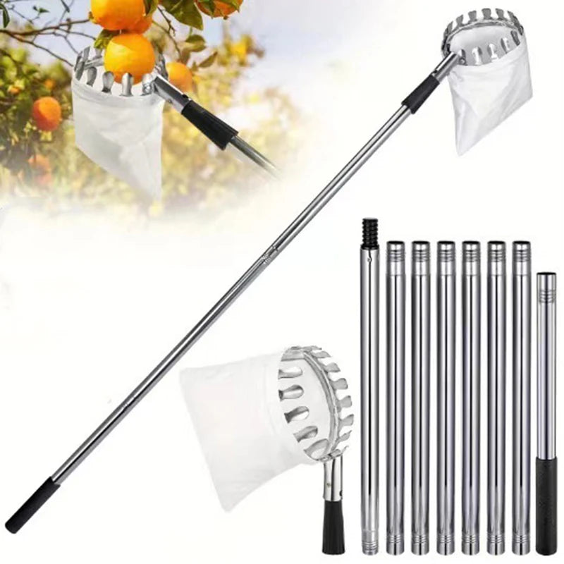 Stainless Steel Splicing Rod Fruit Picker Telescopic Pole For Garden