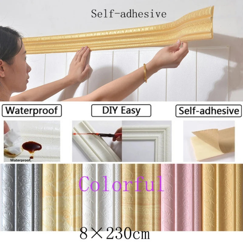 Self Adhesive Foam Molding Trim Wallpaper Border 3D Decorative Wall Lines