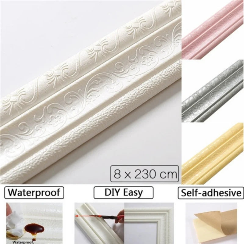 Self Adhesive Foam Molding Trim Wallpaper Border 3D Decorative Wall Lines