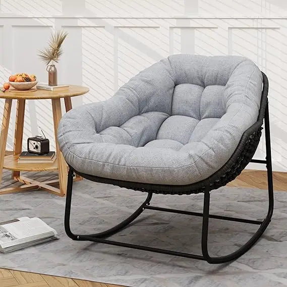 TIFICY Outdoor Wicker Egg Swing Chair With Cushion