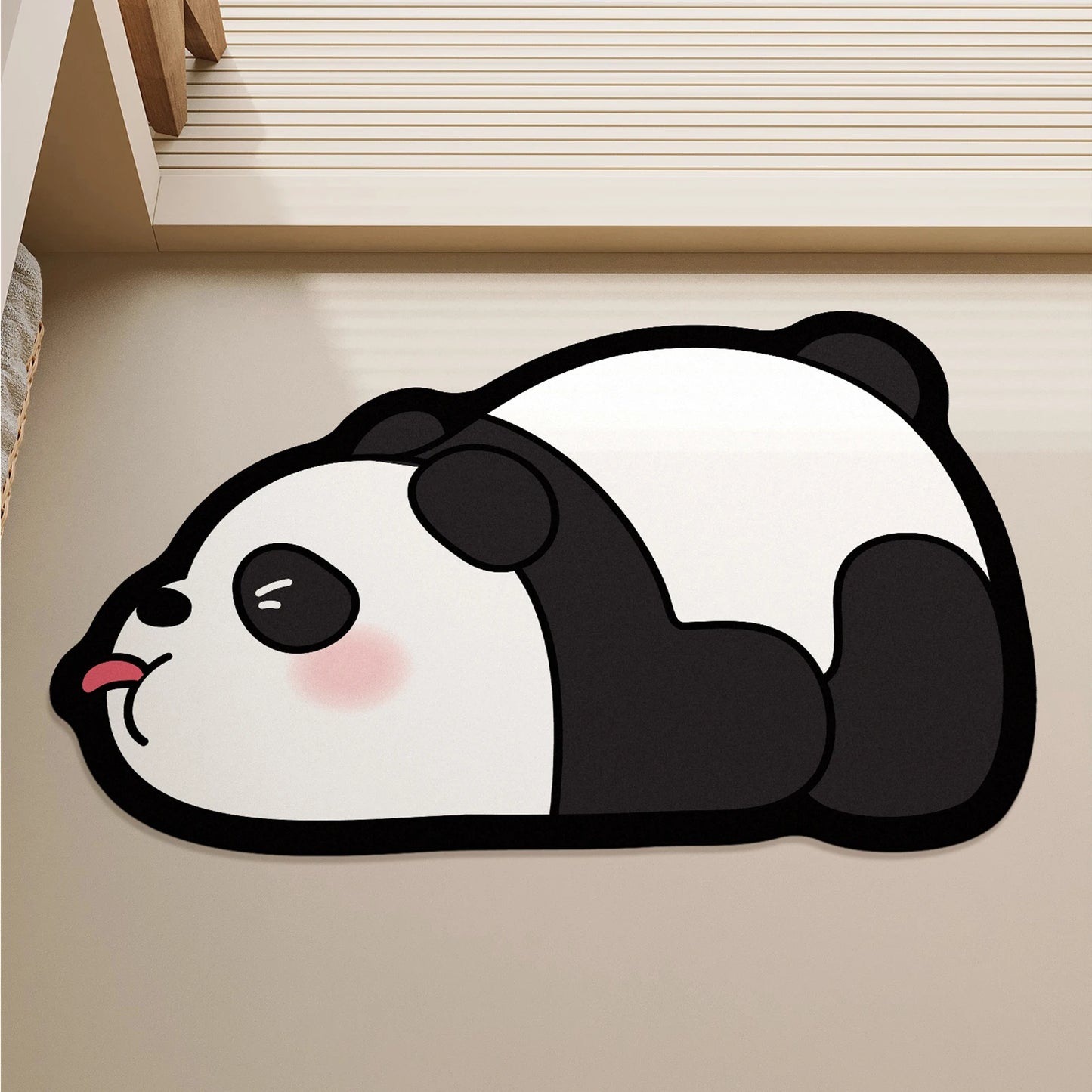 Rubber bathroom anti-slip floor mat, water-absorbing and quick-drying floor mat, cartoon panda printed floor mat