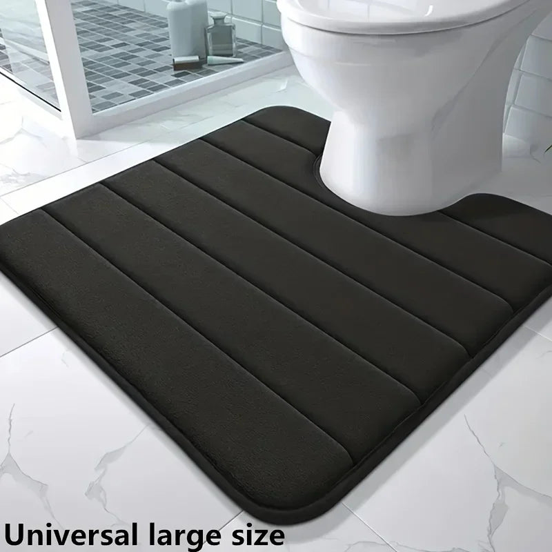 NONECN U Shaped Toilet Mat Memory Foam Bath Anti Skid