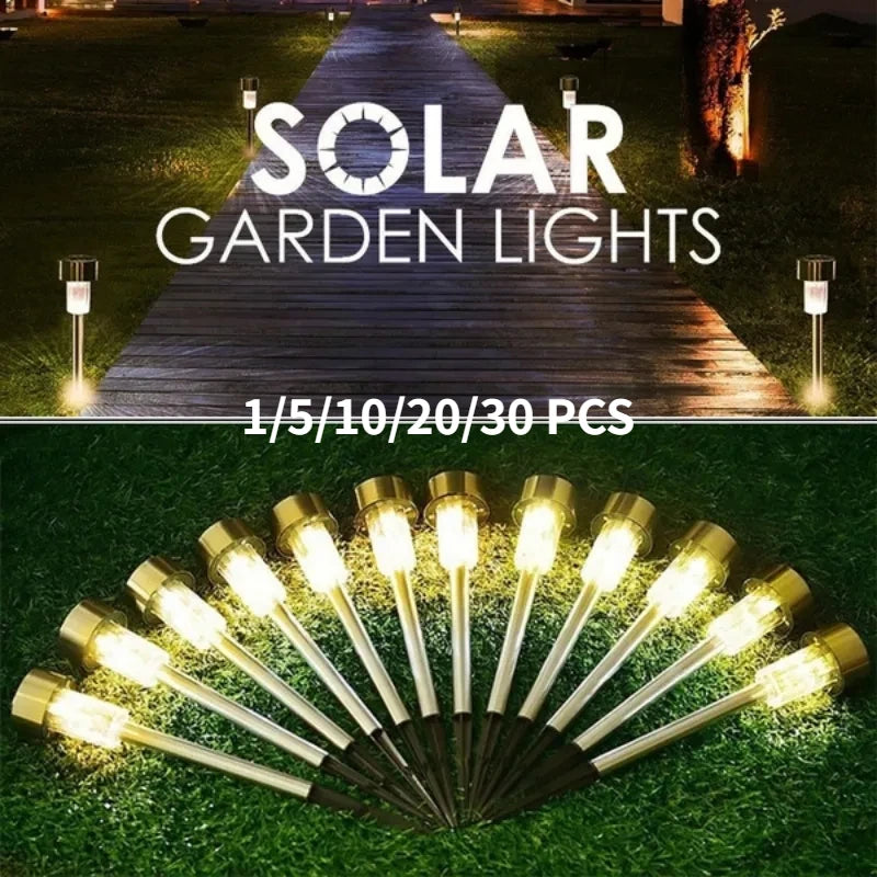 Solar LED Outdoor Garden Lights Path Lamp Waterproof Landscape