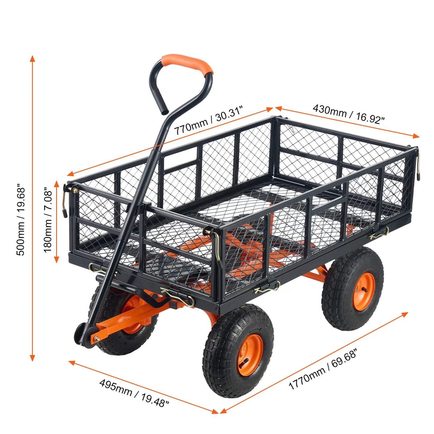 SucceBuy Garden Cart Sturdy Metal Utility Wagon 400 880lbs Capacity