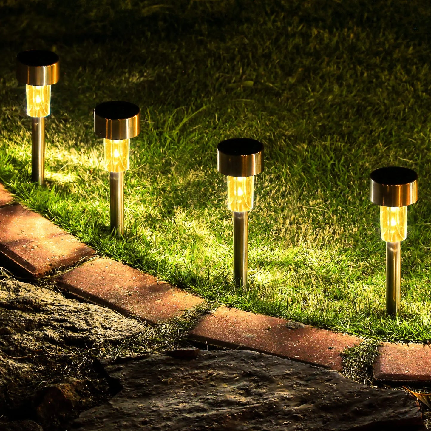 Solar LED Outdoor Garden Lights Path Lamp Waterproof Landscape