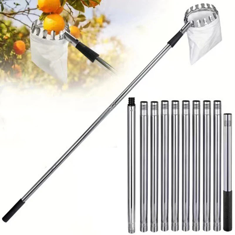 Stainless Steel Splicing Rod Fruit Picker Telescopic Pole For Garden