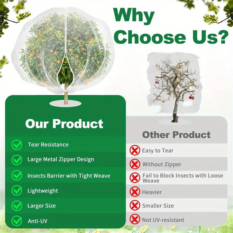 Fruit Tree Netting Covers With Zipper And Drawstring Closure