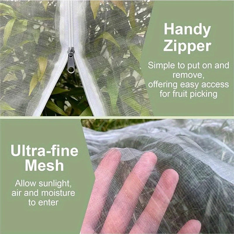 Fruit Tree Netting Covers With Zipper And Drawstring Closure