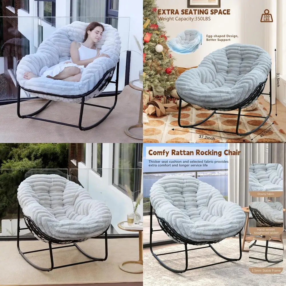 TIFICY Outdoor Wicker Egg Swing Chair With Cushion