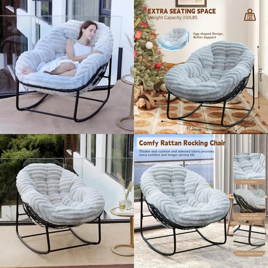 TIFICY Outdoor Wicker Egg Swing Chair With Cushion