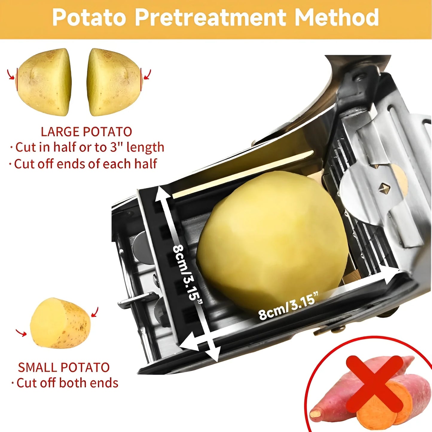 Manual French Fry Cutter with 2 Blades,Stainless Steel Potato Slicer for Fries,Carrots & Cucumbers, Kitchen Air Fryer Mate