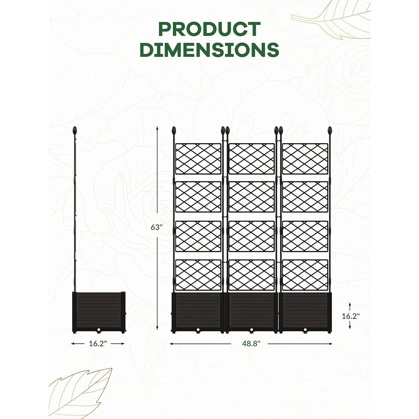 Outdoor Raised Planter Box With Trellis For Climbing Plants