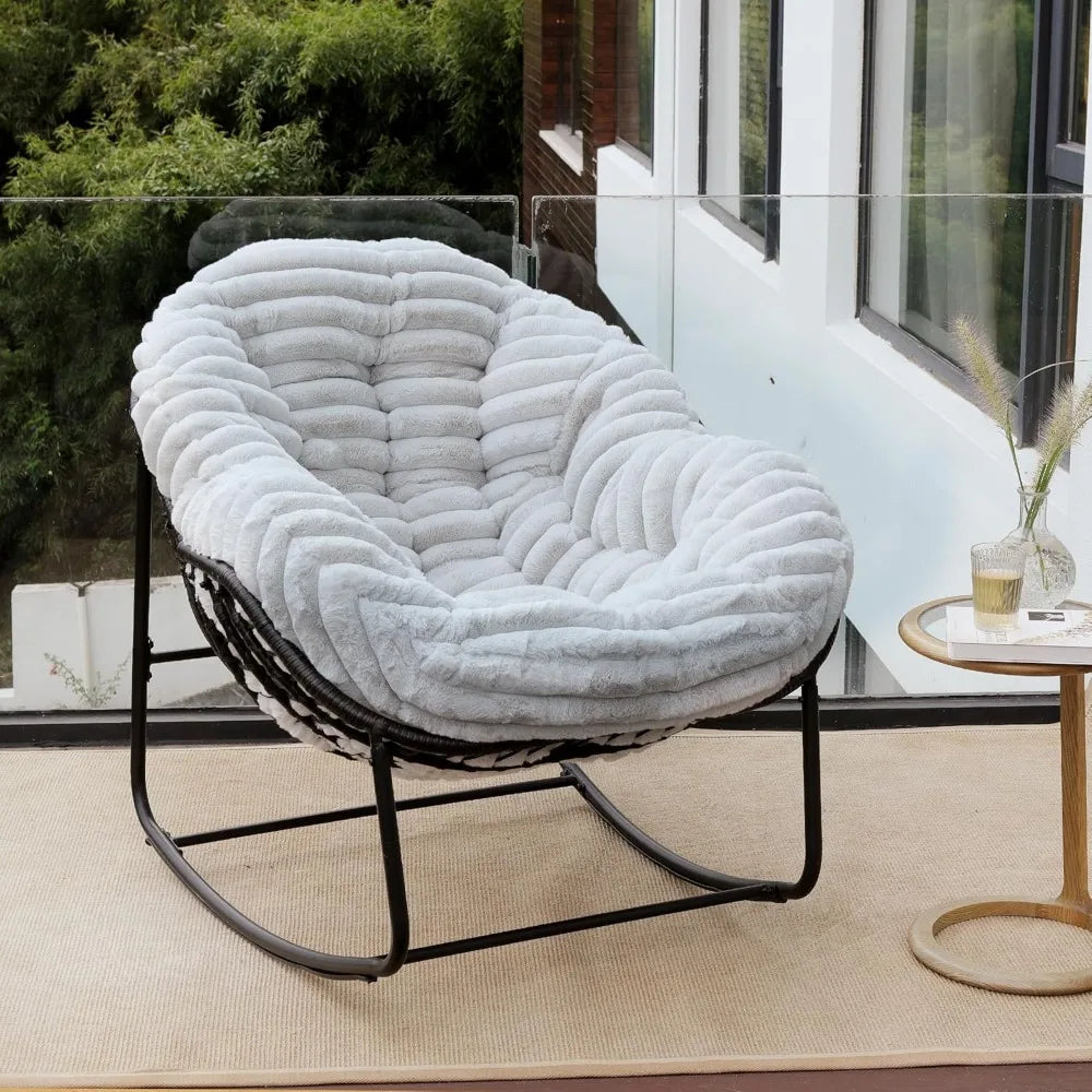 TIFICY Outdoor Wicker Egg Swing Chair With Cushion