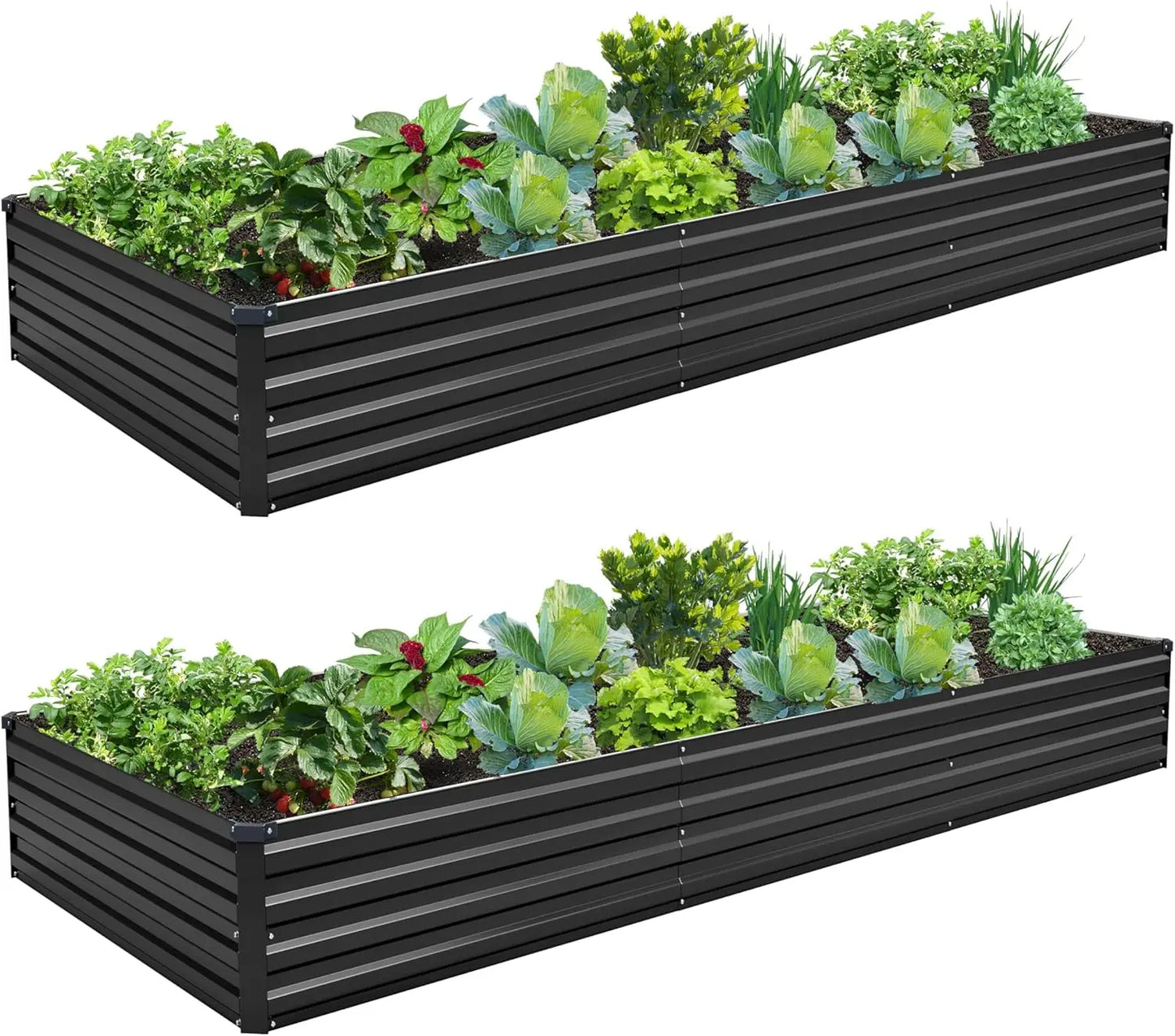 Galvanized Steel Raised Garden Bed Kit 2 Pack Outdoor Planter Box