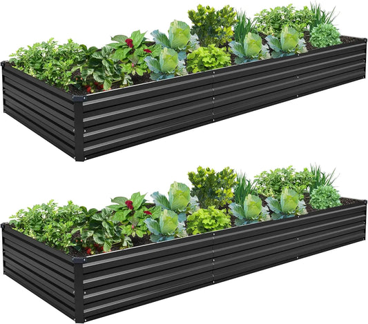 Galvanized Steel Raised Garden Bed Kit 2 Pack Outdoor Planter Box