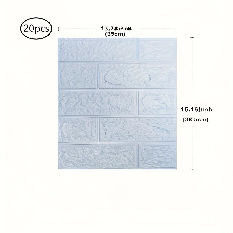 20pcs 3D Wall Tile Stickers - Self-Adhesive Waterproof Foam Peel-Cut For Kitchen Bathroom Decor | 24-hour Shipping