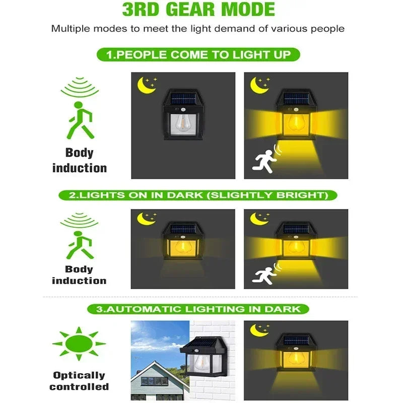 Super-Cheese Solar Powered Outdoor Wall Light With Motion Sensor