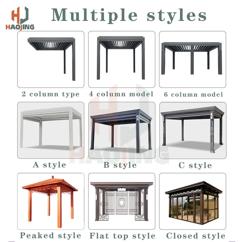 Aluminum Bioclimatic Louvred Pergola Outdoor Garden Balcony