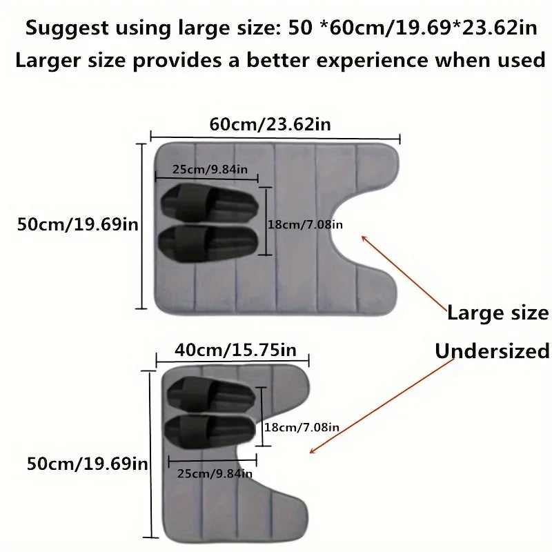 NONECN U Shaped Toilet Mat Memory Foam Bath Anti Skid