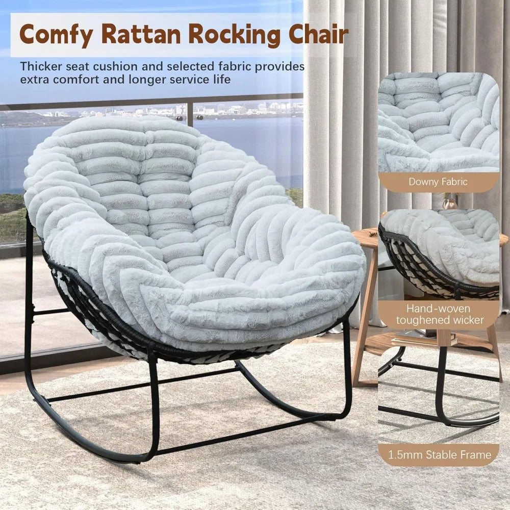TIFICY Outdoor Wicker Egg Swing Chair With Cushion