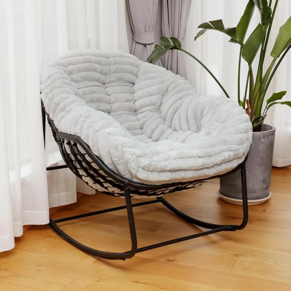 TIFICY Outdoor Wicker Egg Swing Chair With Cushion