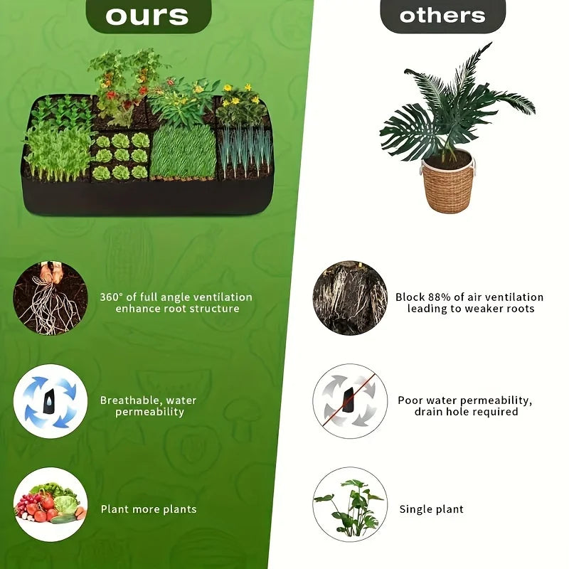 Garden Bed Grow Bags 8 Grids Breathable Planter Raised Beds