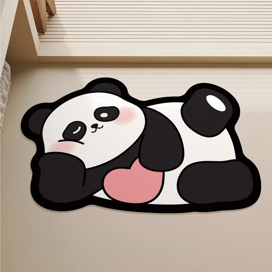 Rubber bathroom anti-slip floor mat, water-absorbing and quick-drying floor mat, cartoon panda printed floor mat