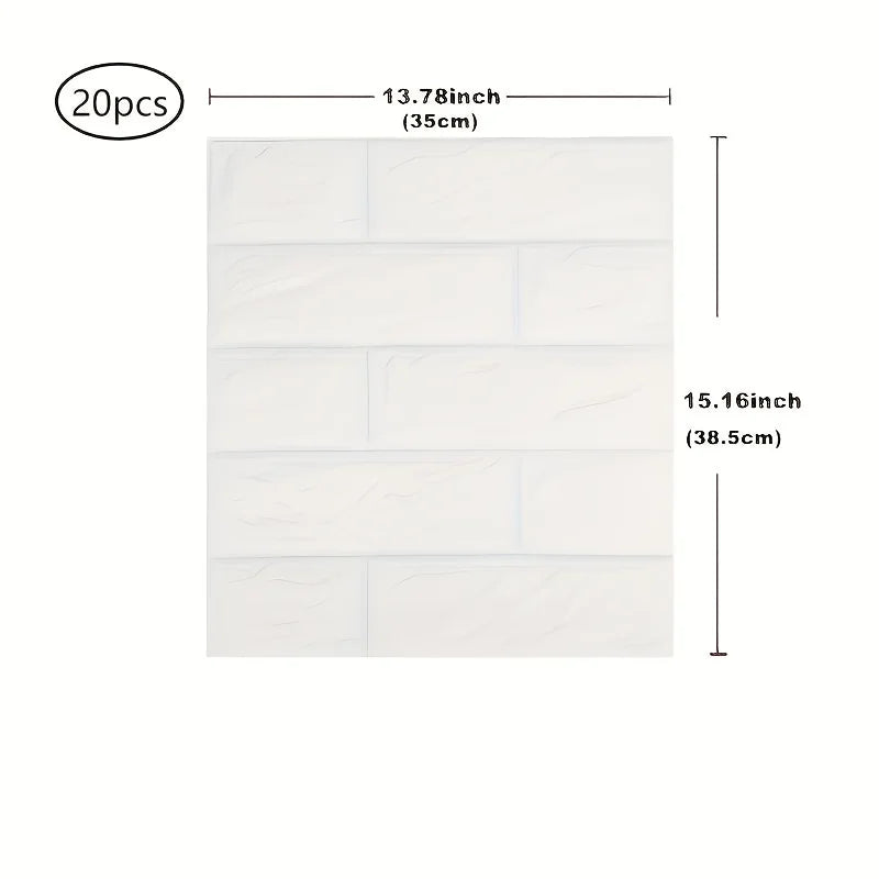 20pcs 3D Wall Tile Stickers - Self-Adhesive Waterproof Foam Peel-Cut For Kitchen Bathroom Decor | 24-hour Shipping