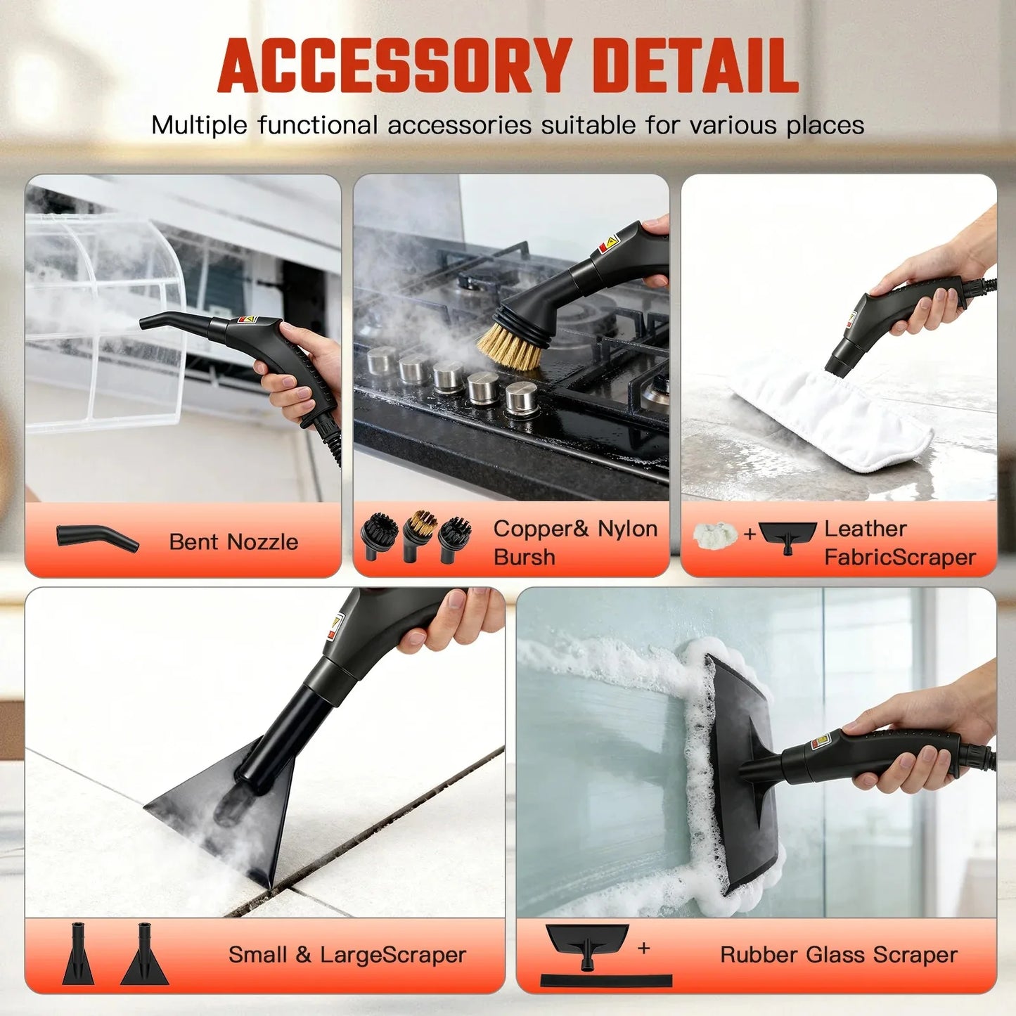 2500W High Temperature Steam Cleaner 110V Portable Handheld Steam Cleaning Machine With Multiple Accessories US Plug