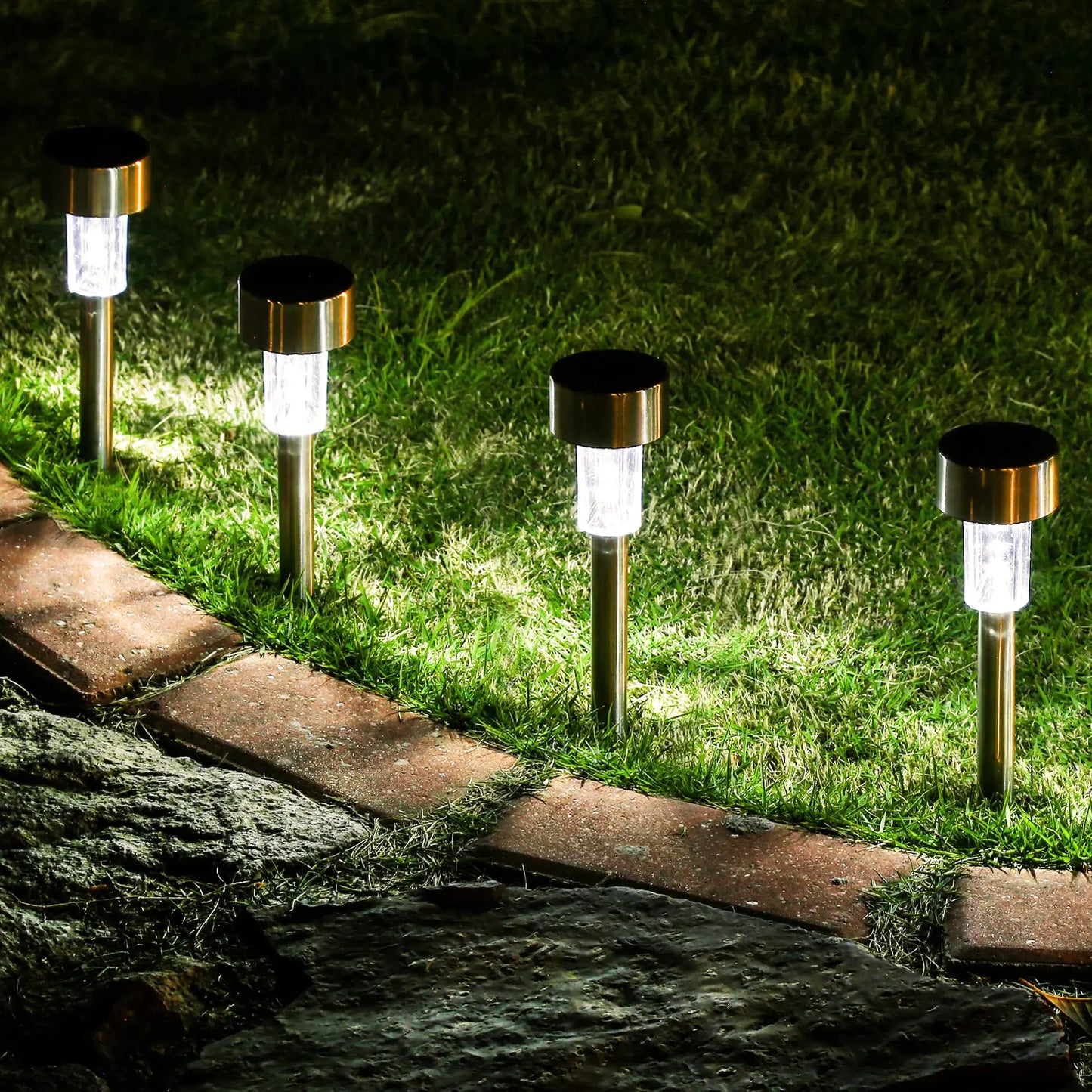 Solar LED Outdoor Garden Lights Path Lamp Waterproof Landscape