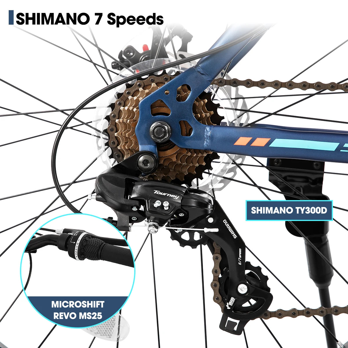 Hiland Kids Fat Tire Mountain Bike Shimano 7Speed Disc Brakes