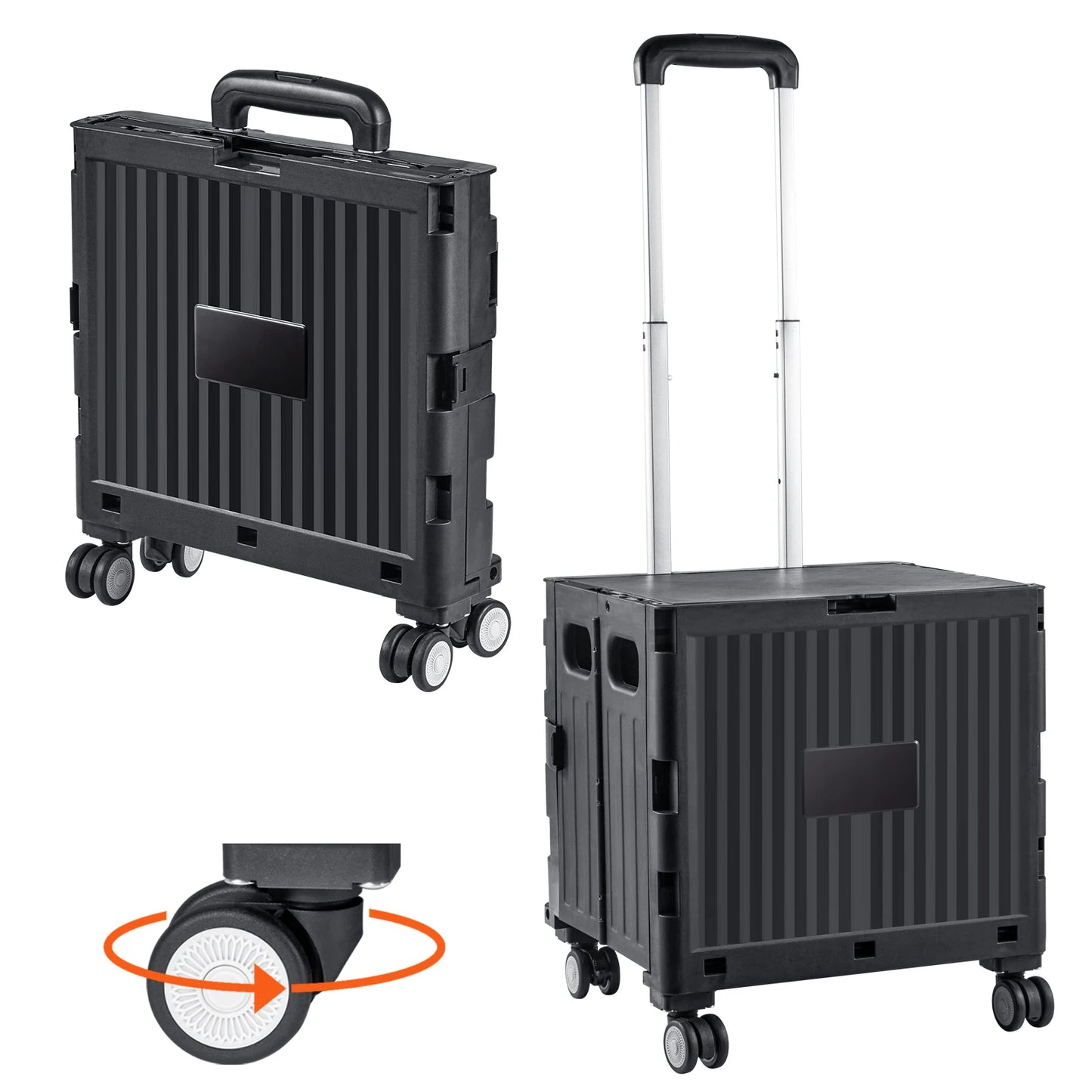 SucceBuy Foldable Utility Shopping Cart With Telescoping Handle