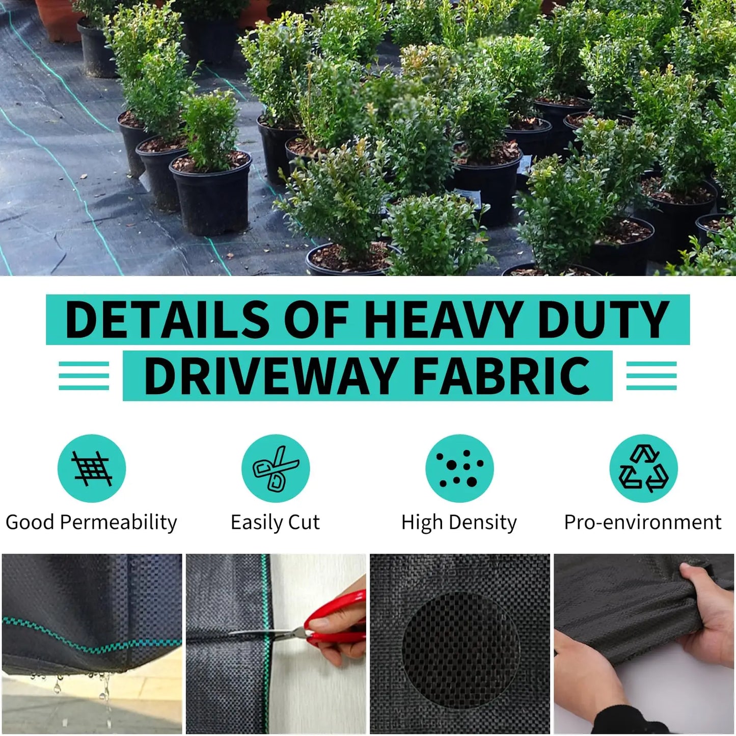 HiMISS Weed Barrier Landscape Fabric Heavy Duty Nylon Weave