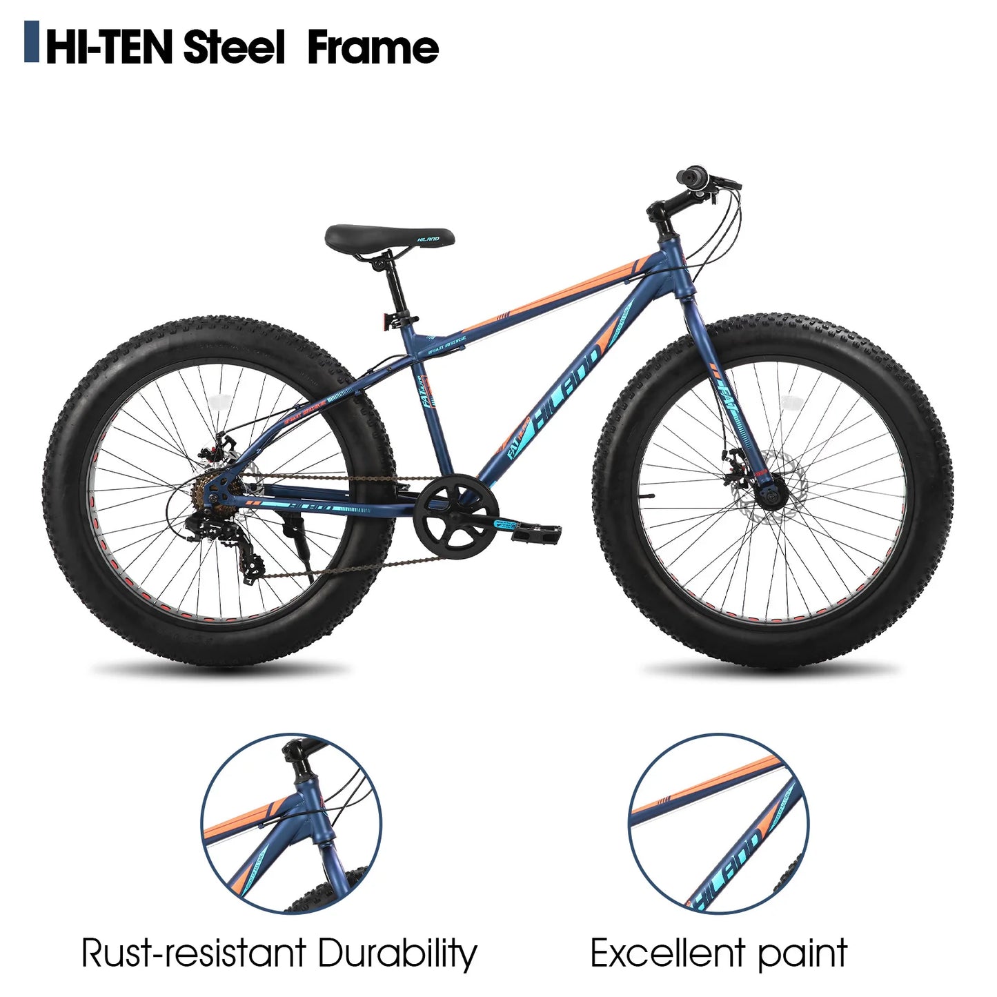 Hiland Kids Fat Tire Mountain Bike Shimano 7Speed Disc Brakes