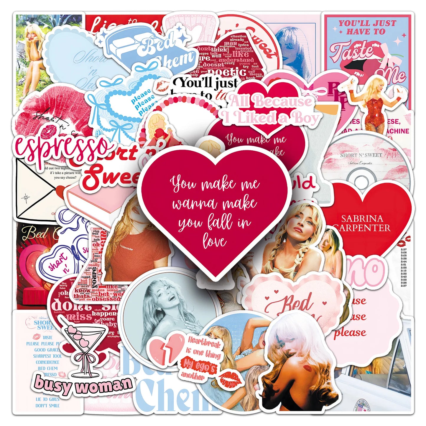 Sabrina Carpenter Cartoon Series Waterproof Stickers Pack 50 Pieces