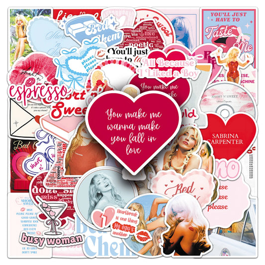 Sabrina Carpenter Cartoon Series Waterproof Stickers Pack 50 Pieces