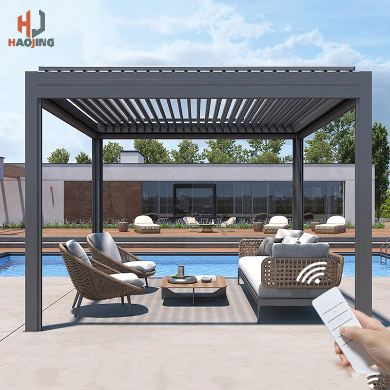 Aluminum Bioclimatic Louvred Pergola Outdoor Garden Balcony