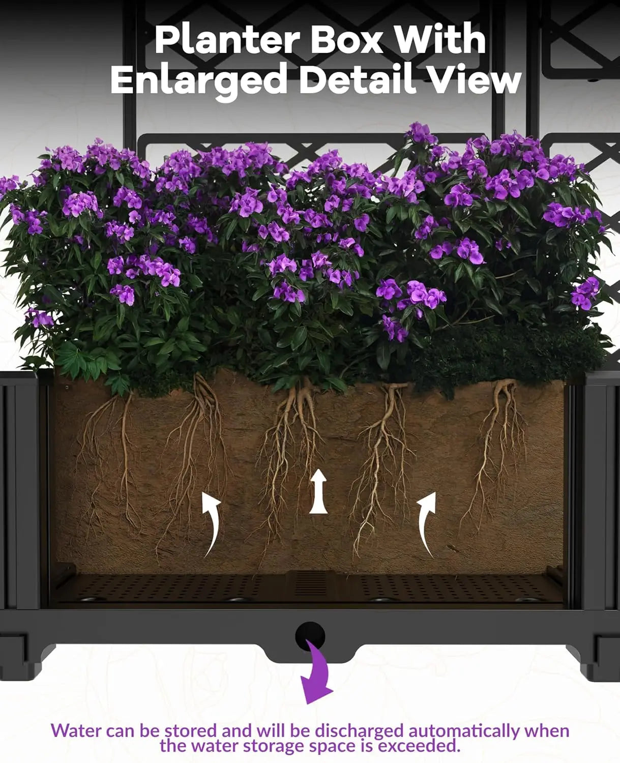 Outdoor Raised Planter Box With Trellis For Climbing Plants