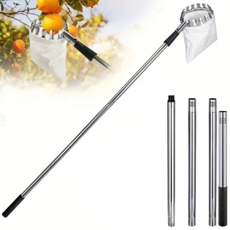 Stainless Steel Splicing Rod Fruit Picker Telescopic Pole For Garden